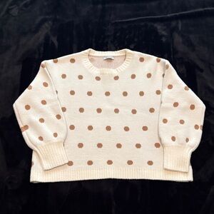 Paper Crane Cream and Brown Polka Dot Sweater